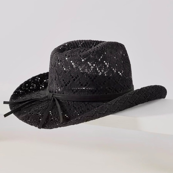 Anthropologie Cheveux Corp. Crochet Belted Rancher hat in black - Picture 3 of 11